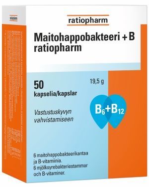 Ratiopharm Maitohappobakteeri + B 50 kapselia