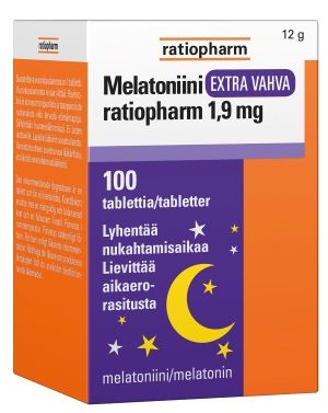 Ratiopharm Melatoniini Extra Vahva 1,9 mg 100 tablettia