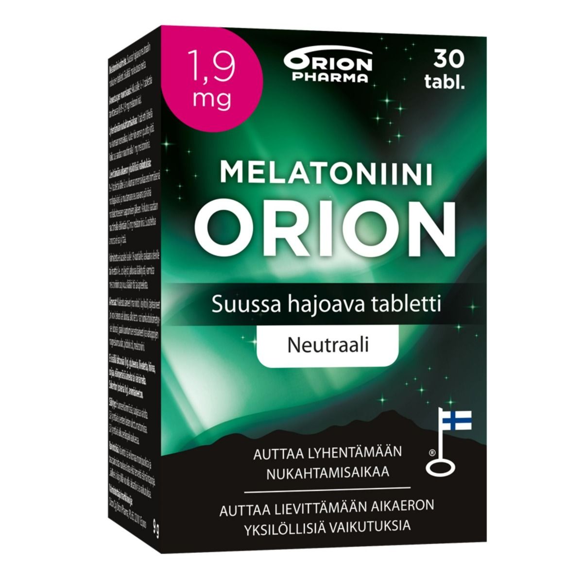 Melatoniini Orion 1,9 mg neutraali suussa hajoava 30 tabl.