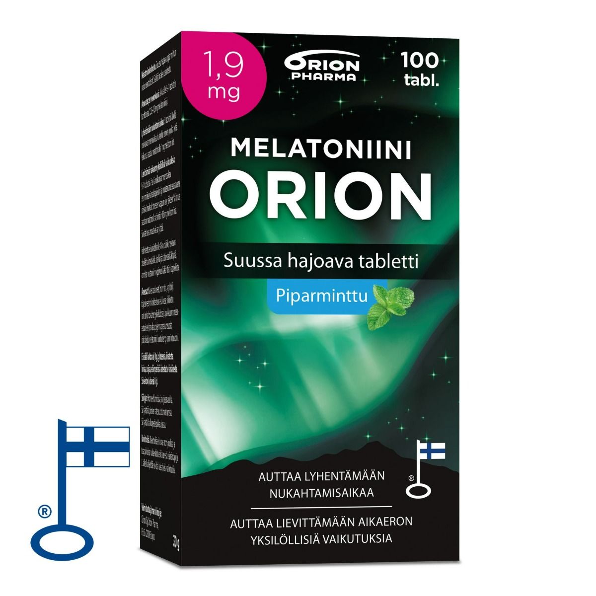 Melatoniini Orion 1,9 mg piparminttu suussa hajoava 100 tabl.