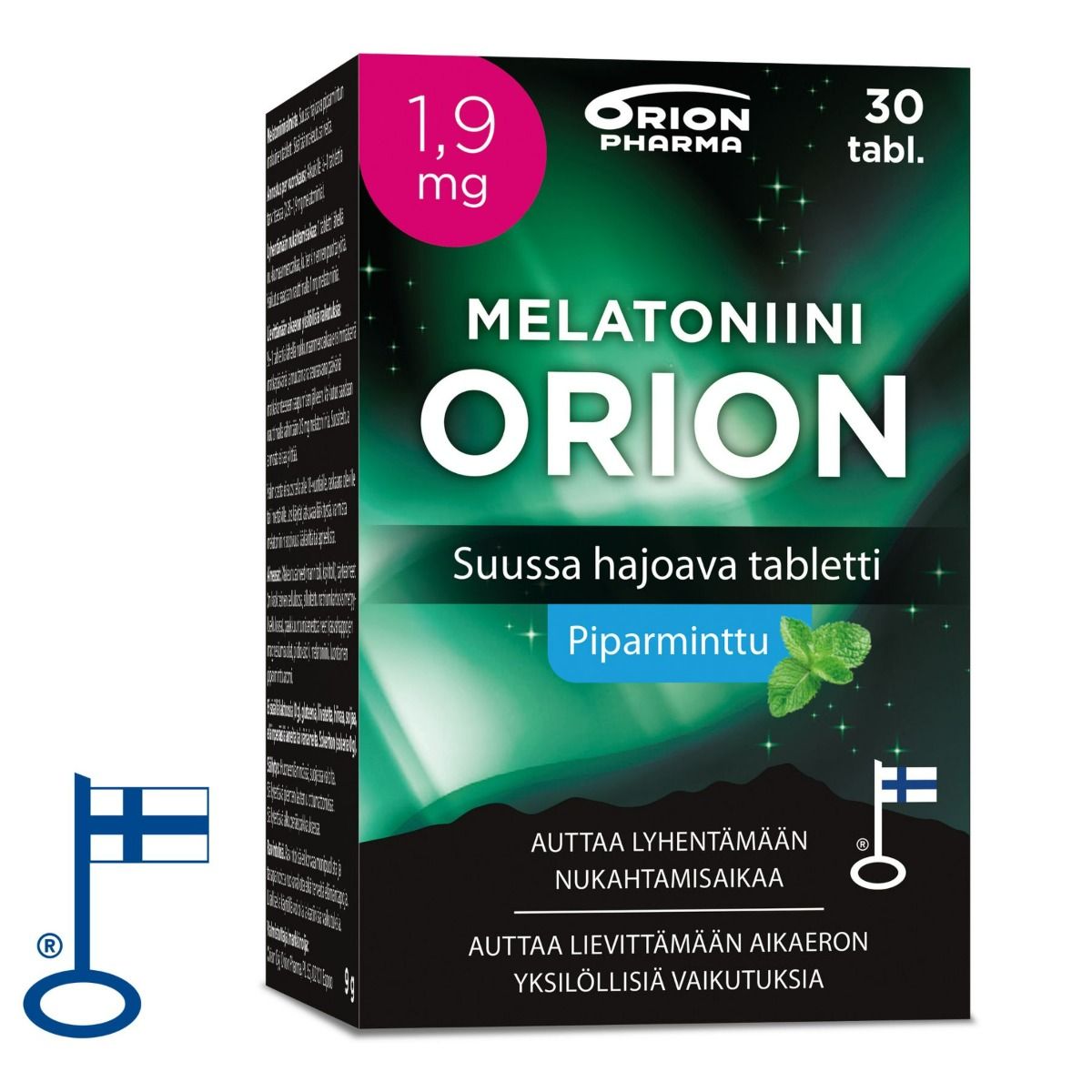 Melatoniini Orion 1,9 mg piparminttu suussa hajoava 30 tabl.