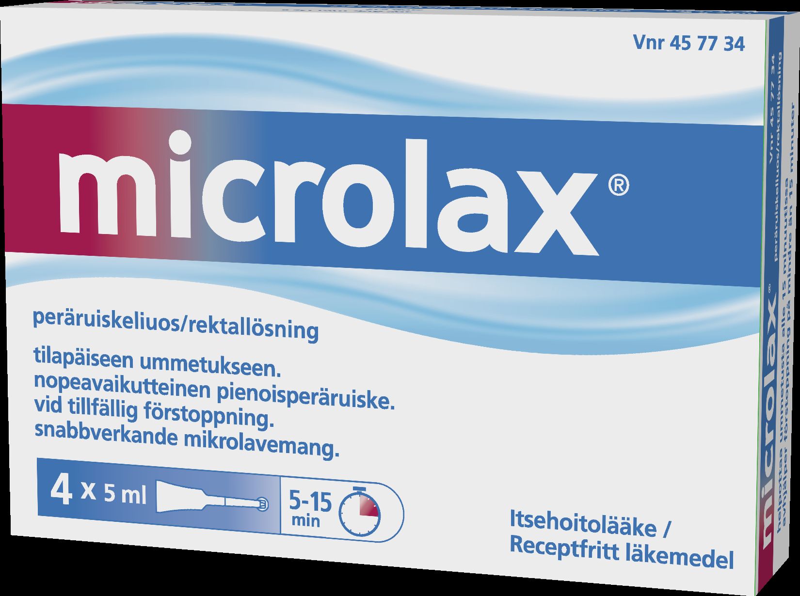 MICROLAX 4x5 ml peräruiskeliuos