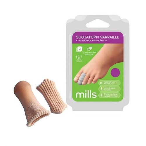 Mills suojatuppi varpaille kangaspäällyste, koko S, 2 kpl