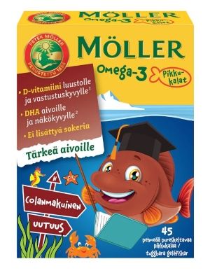 Möller Omega-3 Pikkukalat colanmakuinen kalaöljy- ja D-vitamiinivalmiste 45 kpl