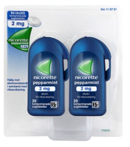 Nicorette Pepparmint komprimerad sugtablett 2 mg, 4 x 20 st