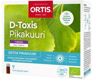 Ortis D-Toxis Detox Pikakuuri Vadelma Luomu 7x15 ml 