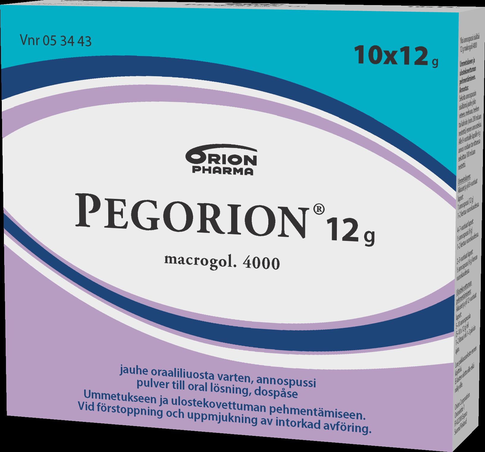 PEGORION 12 g 10x12 g jauhe oraaliliuosta varten, annospussi
