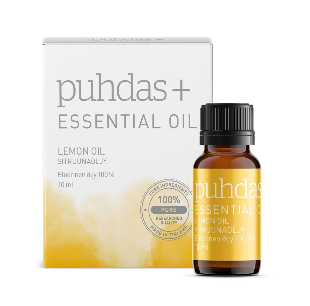Puhdas+ 100 % Premium essential oil sitruunaöljy, 10 ml