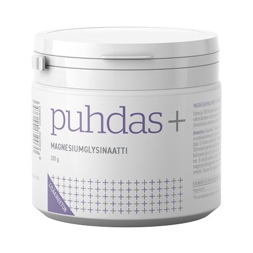 Puhdas+ Magnesiumglysinaatti magnesiumjauhe 200 g