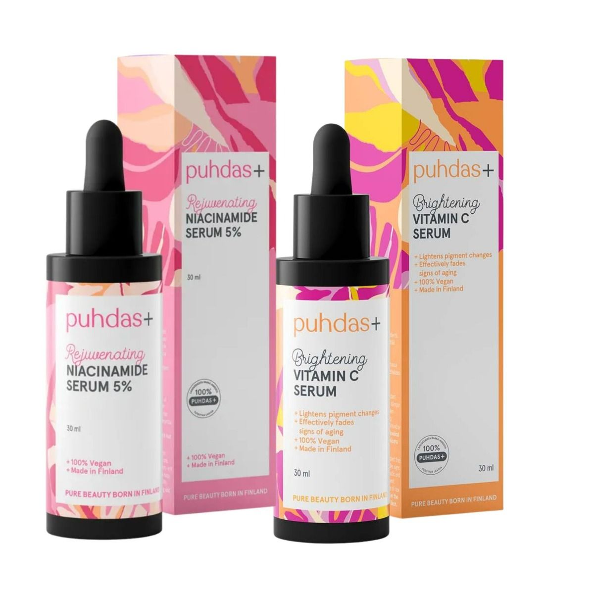 PT Puhdas+ Niacinamide Serum 5 % 30 ml & Vitamin C Serum 30 ml lahjapakkaus