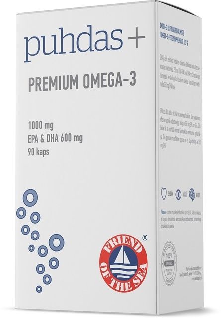 Puhdas+ Premium Omega-3 600 mg, 90 kpl