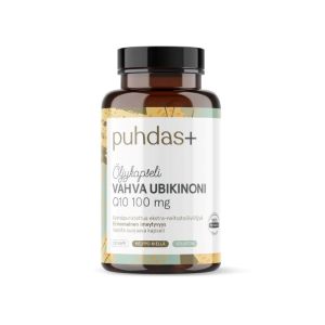 Puhdas+ Vahva Ubikinoni Q10 100 mg,  Extra-neitsytoliiviöljyssä 120 kaps