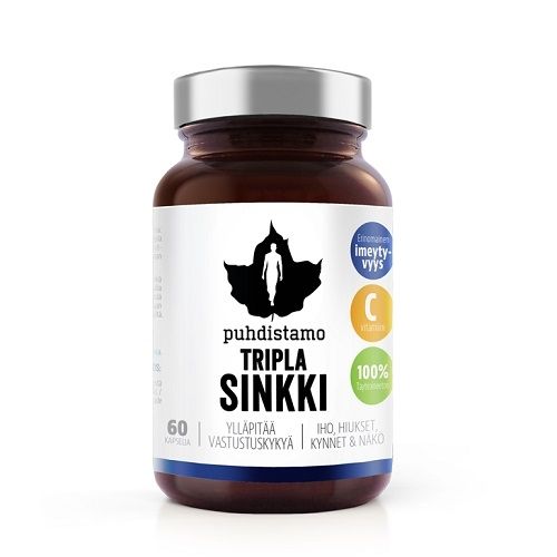 Puhdistamo Tripla Sinkki 25 mg + C, 60 kaps.