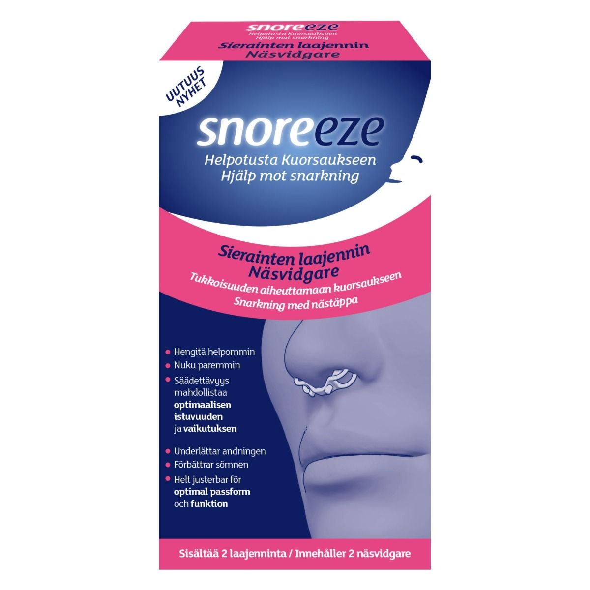 Snoreeze Nasal Dilator sierainten laajennin 2 kpl