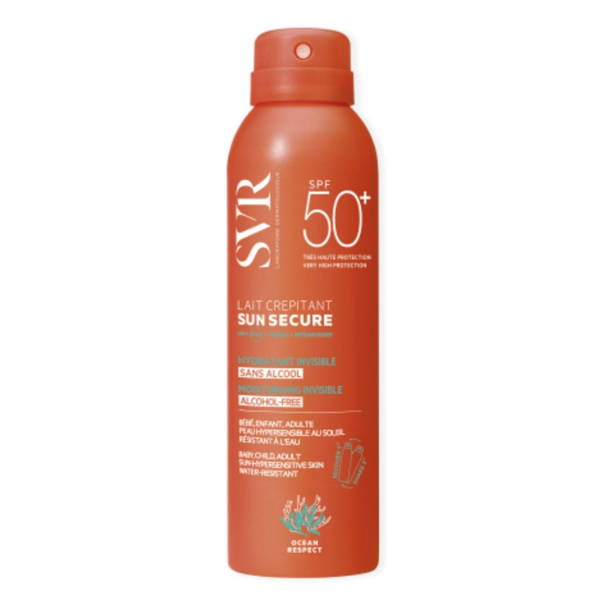 SVR Sun Secure Lait Crepitant SPF50+ Rätisevä aurinkosuihke lapsille 200 ml