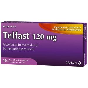 TELFAST 120 mg 10 fol tabl, kalvopääll