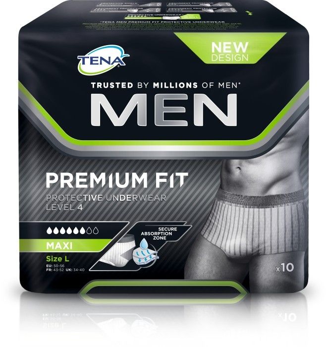 TENA Men Premium Fit Protective Underwear Level 4, koko L , 10 kpl