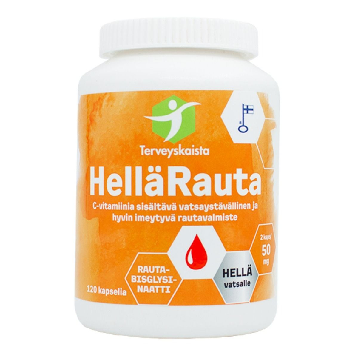 Terveyskaista HelläRauta 50 mg + C-vitamiini 120 kaps