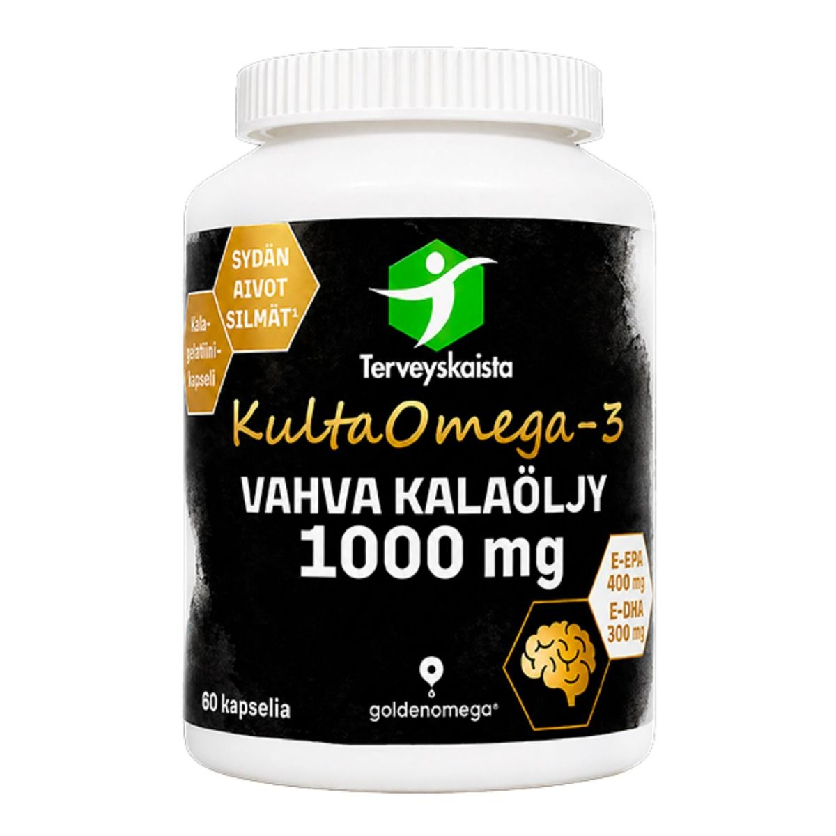 Terveyskaista KultaOmega-3 Vahva Kalaöljy 1000 mg 60 kaps
