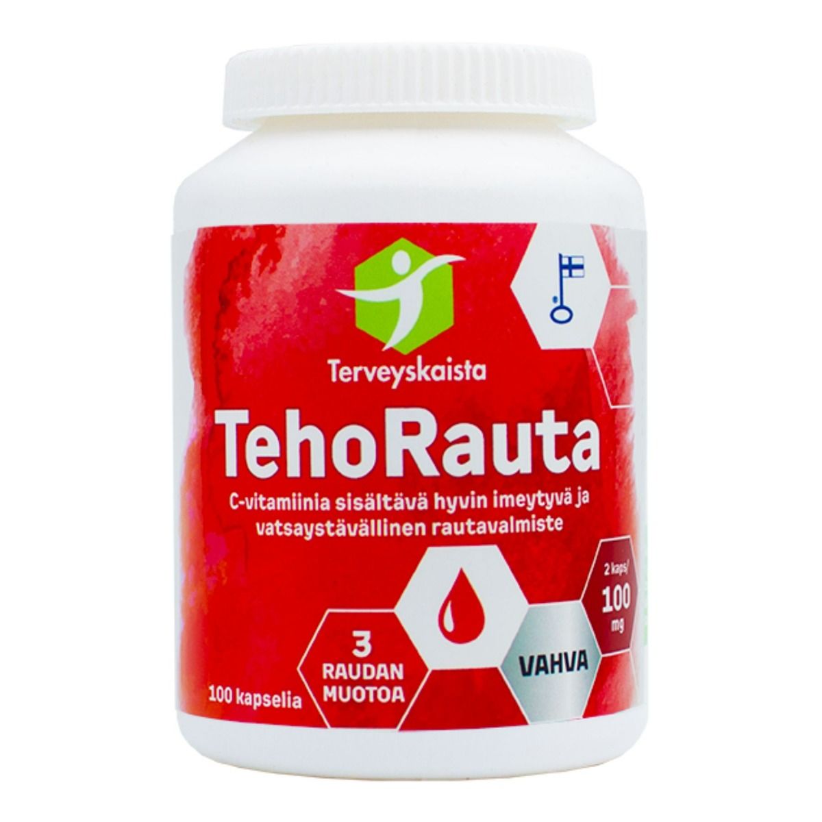 Terveyskaista TehoRauta 100 mg + C-vitamiini 100 kaps