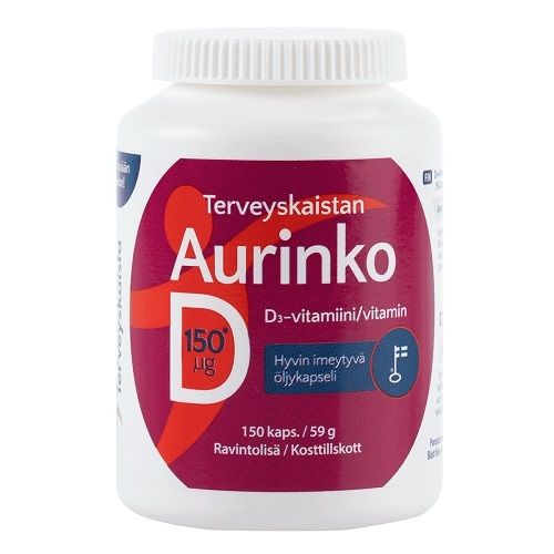 Terveyskaista Aurinko D 150 µg, 150 kaps