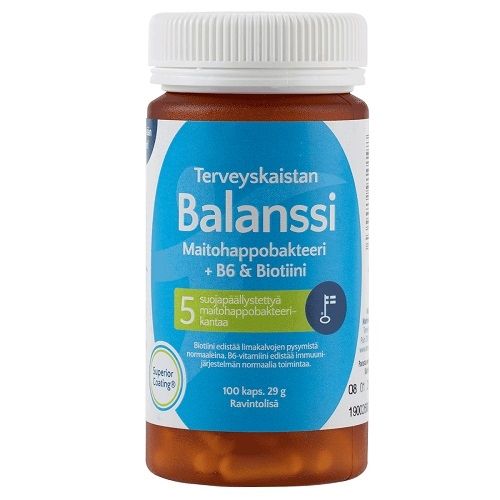 Terveyskaista Balanssi maitohappobakteeri + B6 & Biotiini, 100 kaps