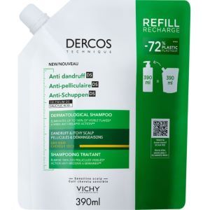 Vichy Dercos Shampoo Anti-dandruff hilsettä vastaan kuiville hiuksille täyttöpakkaus 390 ml